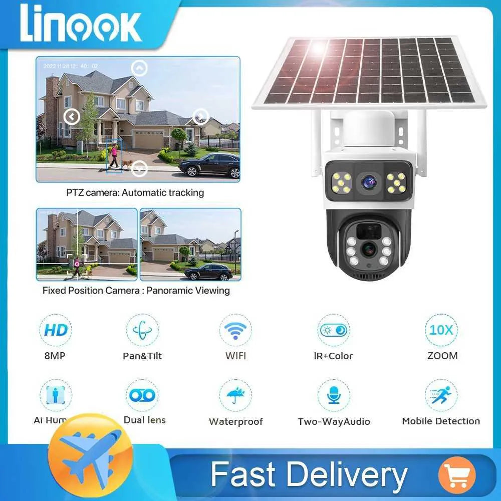 Caméra de surveillance extérieure solaire PTZ